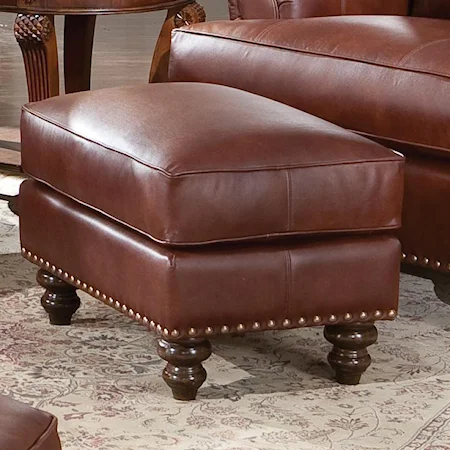 Upholstered Rectangular Ottoman with Nailhead Trim